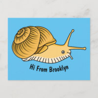 Cute yellow snail cartoon illustration