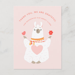 Postal Cute Yoga Llama Baby Shower Thank You
