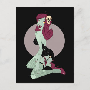 Postal Cute Zombie Pin Up Chica