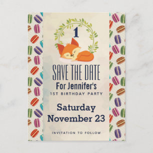 Postal Cute Zorro Naranja con Corona Save the Date