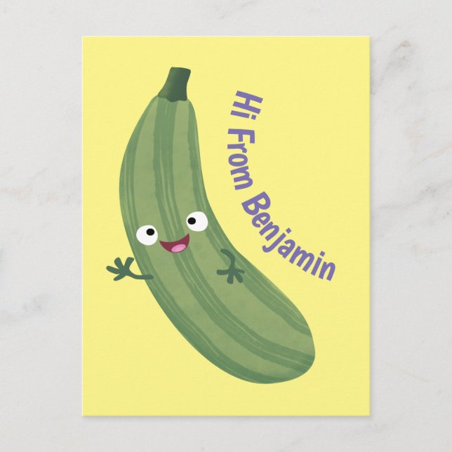 Postal Cute zucchini feliz personalizado ilustracion (Anverso)