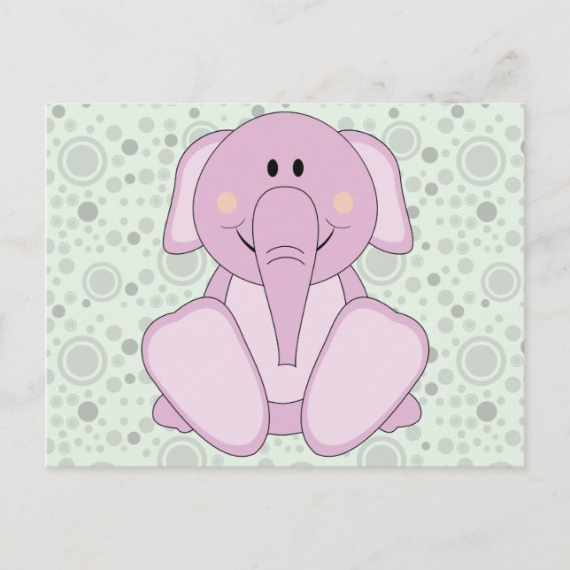 Postal Cutelyn Baby Elephant Rosa (Anverso)