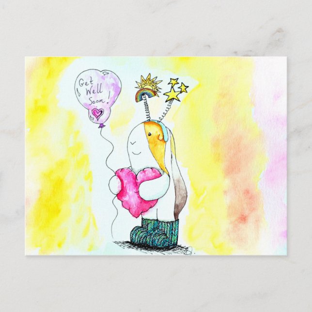 Postal Cutie el cerdo guineano se pone bien pronto Ilustr (Anverso)