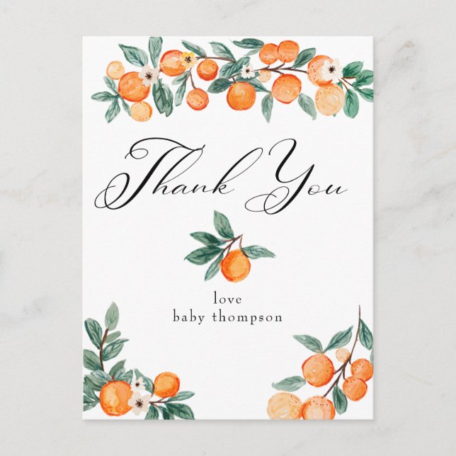 Postal Cutie | Naranja Baby Shower Gracias (Anverso)