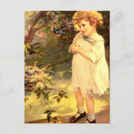 Postal Cutie victoriana con pájaros
