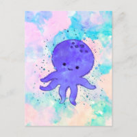 Cuto azul Octopus Personalizado acuarela