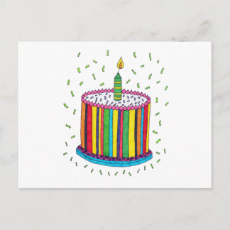 Postal Cuto colorido pastel de cumpleaños