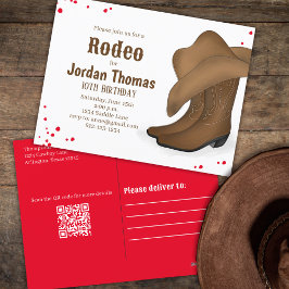 Postal Cuto cumpleaños Cowboy Rodeo Rojo Bandana QR Códig