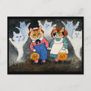 Postal Cuto gato Halloween Art Costume