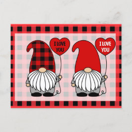 Postal Cuto Gnome Plaid I Love You