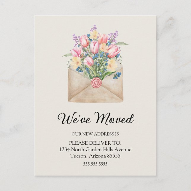 Postal Cuto Hemos Mudado La Nueva Dirección Floral (Anverso)