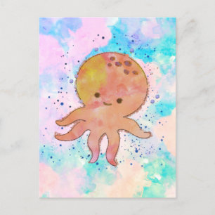 Postal Cuto Octopus Personalizado acuarela