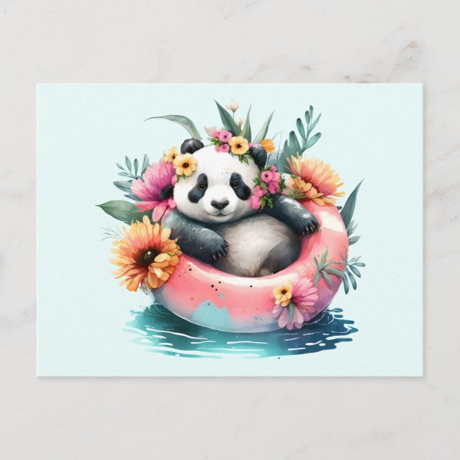 Postal Cuto Panda Chilling en un tubo interno (Anverso)