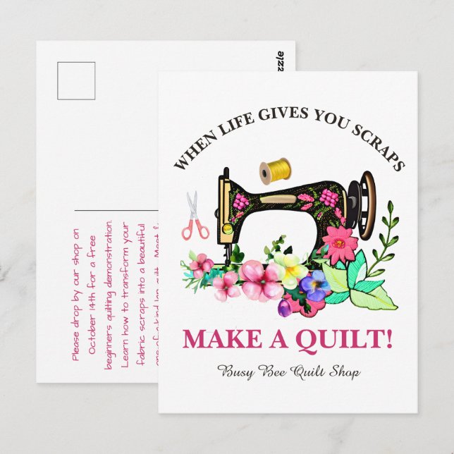 Postal Cuto Personalizado Quilt Shop (Anverso / Reverso)