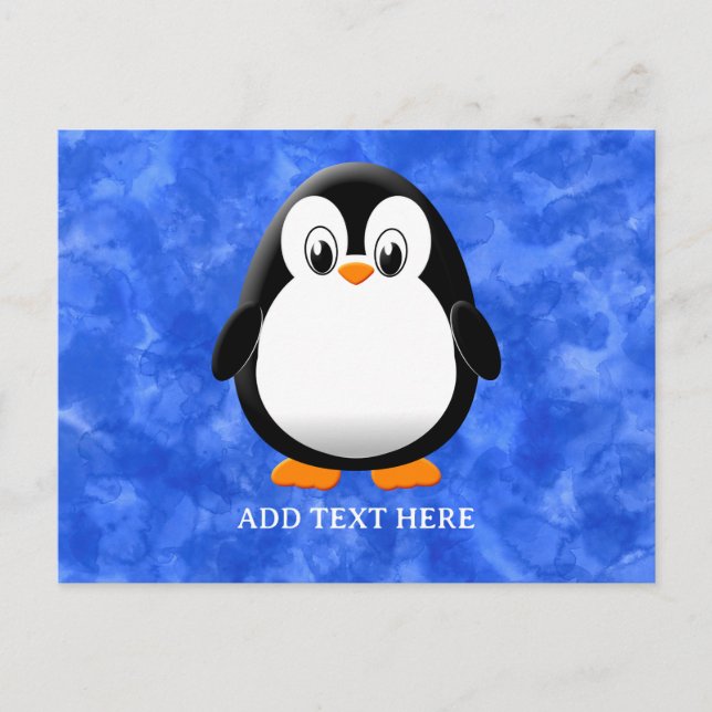 Postal Cuto pingüino Personalizado Personalizado azul acu (Anverso)