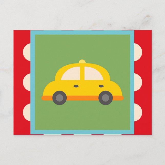 Postal Cuto tema de transporte de coches regalo para niño (Anverso)