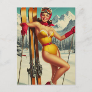 Postal Cuto Vintage Ski Pin Up