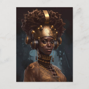 Postal Cyberpunk Black Woman Science Ficción
