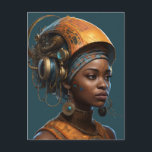 Postal Cyberpunk Black Woman Science Ficción<br><div class="desc">Fantasías de arte de The Lunarium.</div>