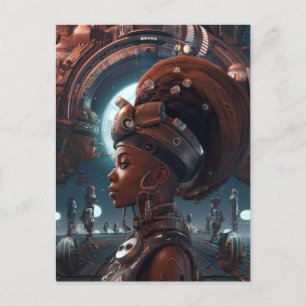 Postal Cyberpunk Black Woman Science Ficción