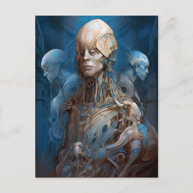 Postal Cyborg Futurista ciencia ficción (Anverso)