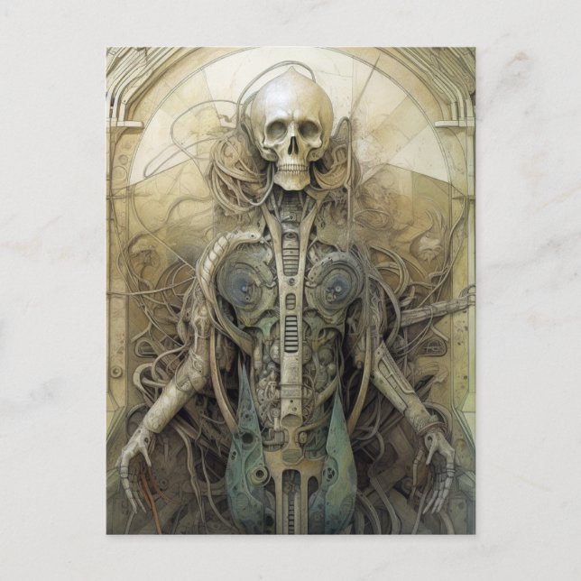 Postal Cyborg Skeleton Futurista ciencia ficción (Anverso)