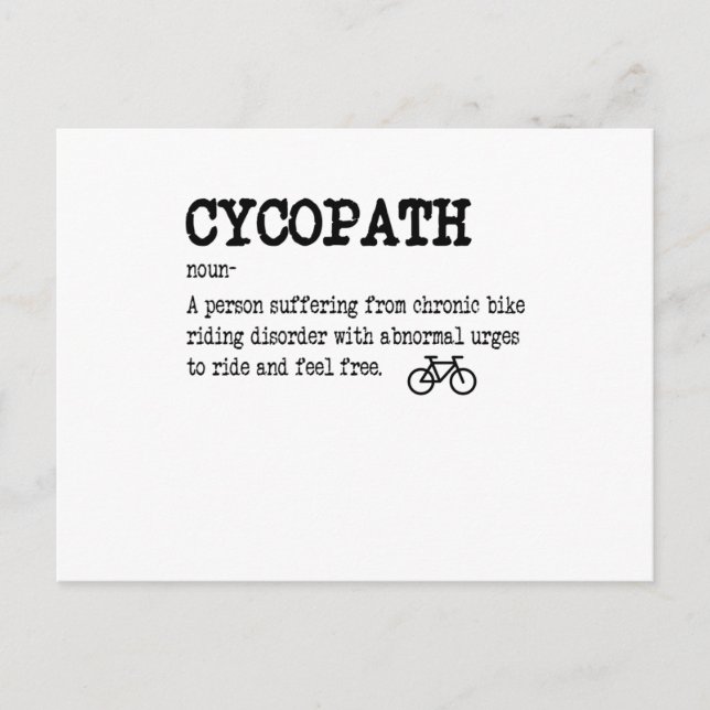 Postal CYCOPATH Divertido Ciclismo Bicicleta Ciclista (Anverso)