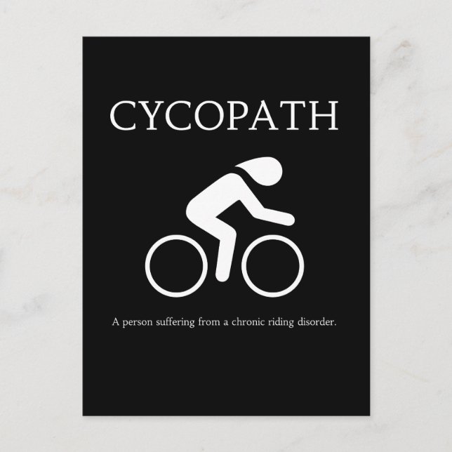 Postal Cycopath, me encantan las bicicletas Novedad diver (Anverso)