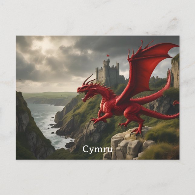 Postal Cymru Gales Dragon Rojo / Y Ddraig Goch (Anverso)