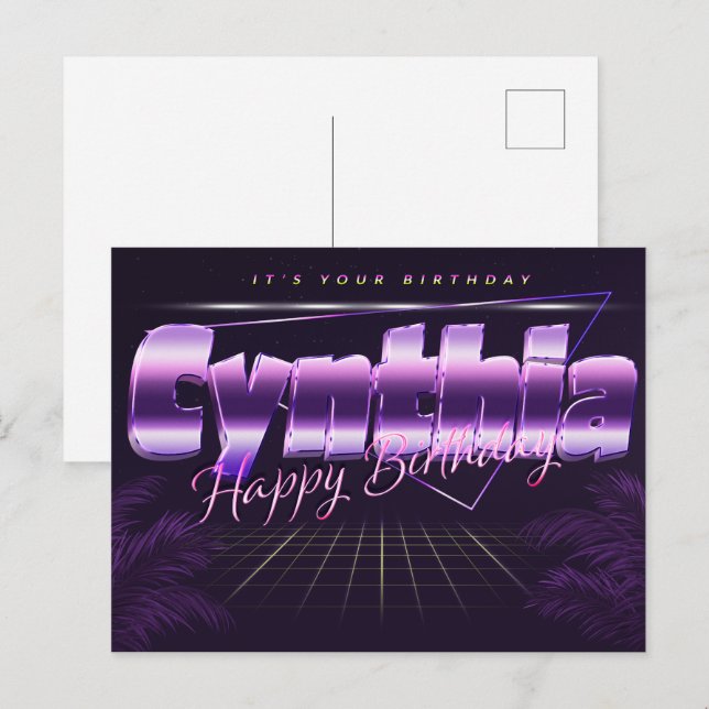 Postal Cynthia Name Vorname lila Postkarte Geburtstag (Anverso / Reverso)