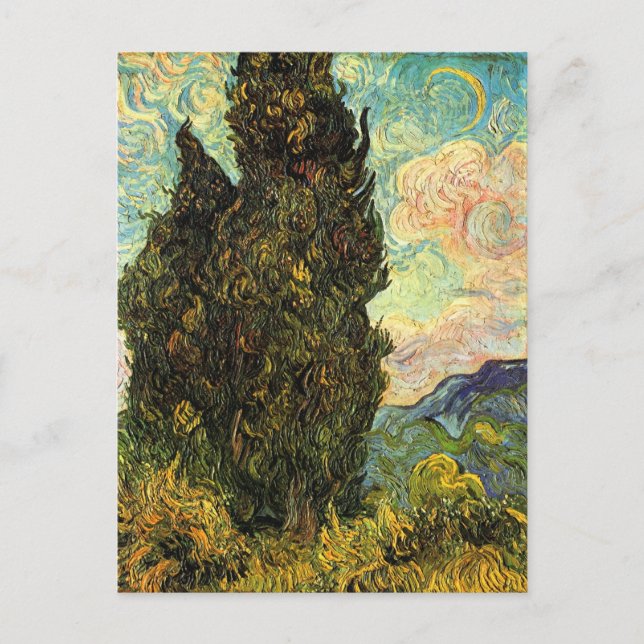 Postal Cypreses de Vincent van Gogh (Anverso)