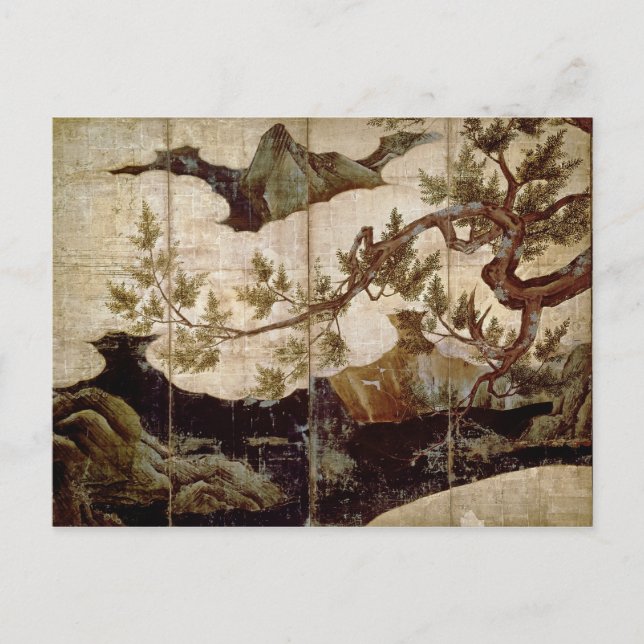 Postal Cypress de Kano Eitoku, periodo Muromanchi (Anverso)