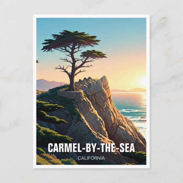 Postal Cypress solitario de Carmel-by-the-sea (Anverso)