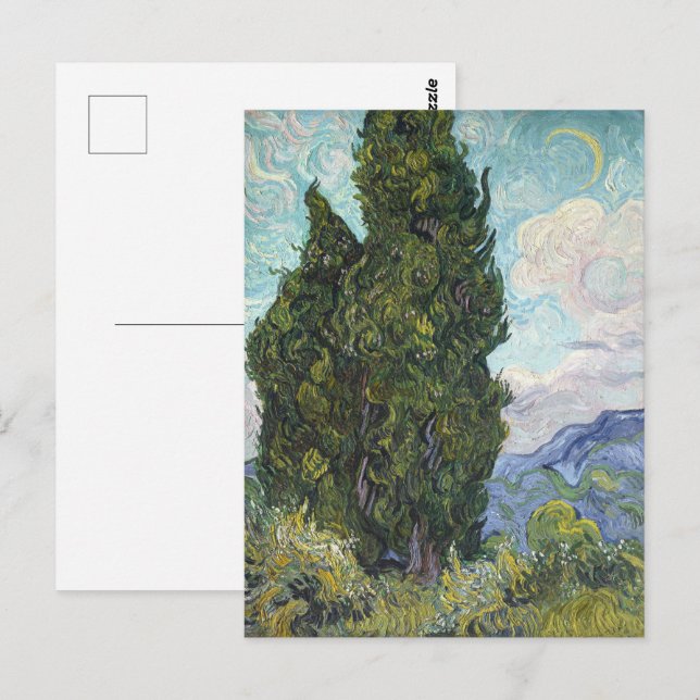 Postal Cypresse de Van Gogh (Anverso / Reverso)
