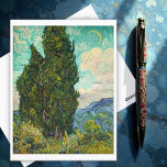 Postal Cypresses, Vincent van Gogh<br><div class="desc">Se pintaron cipreses a finales de junio de 1889, poco después de que Van Gogh comenzara su estancia de un año en el asilo en Saint-Rémy. El tema, que él encontró "hermoso en cuanto a líneas y proporciones, como un obelisco egipcio", cautivó y desafió al artista. Personalizar con sus propios...</div>