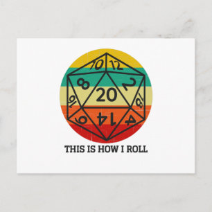 Postal D20 Así es como rollo dados retro