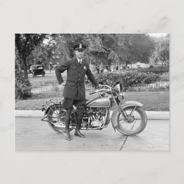 Postal D.C. Oficial de policía de motocicletas, 1932 (Anverso)