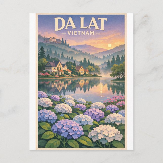 Postal Da Lat city, Vietnam, in a classic retro  (Anverso)