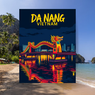 Postal Da Nang Vietnam Puente del Dragón Viajes