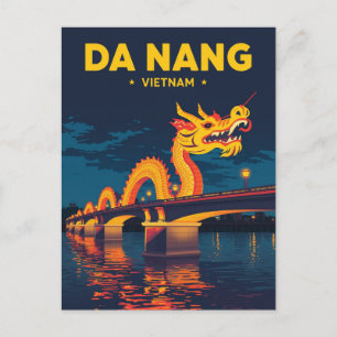 Postal Da Nang Vietnam Puente del Dragón Viajes Vintage