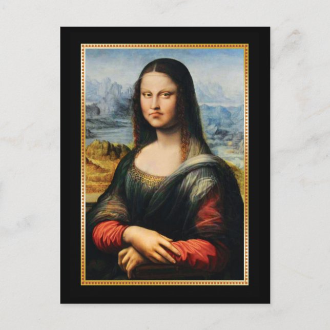 Postal Da Vinci Mona Lisa Grumpy Face (Anverso)