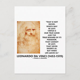 Postal da Vinci No Riches La Virtud Perdida Es Nuestro Ve