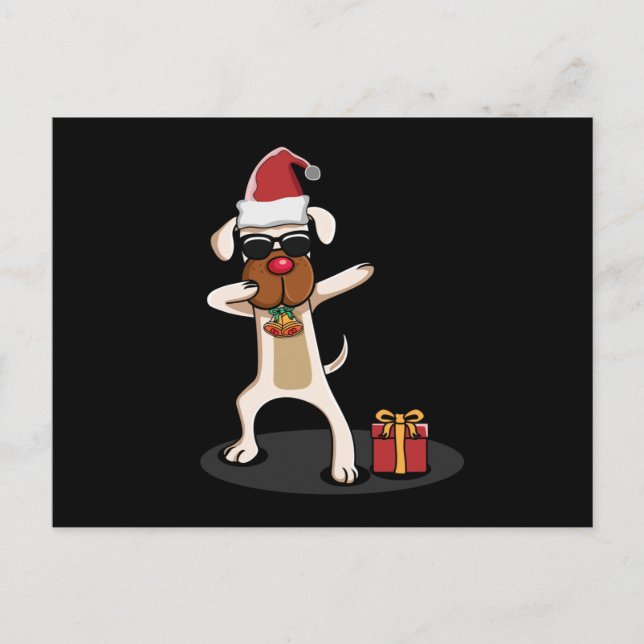 Postal Dabbing Dog Dogs Santa Claus Merry Funny Gift Idea (Anverso)
