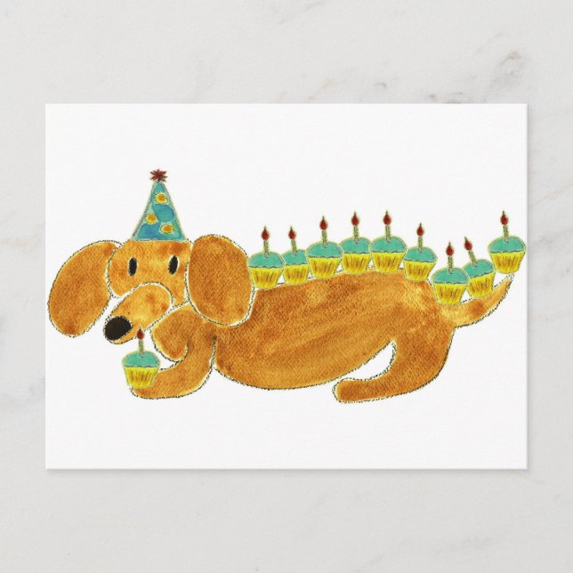 Postal Dachshund 10 pasteles (Anverso)