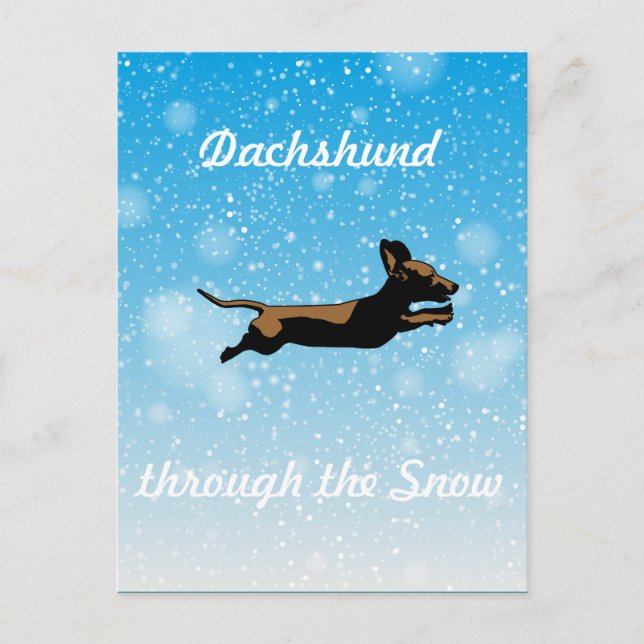 Postal Dachshund a través de la nieve (Anverso)
