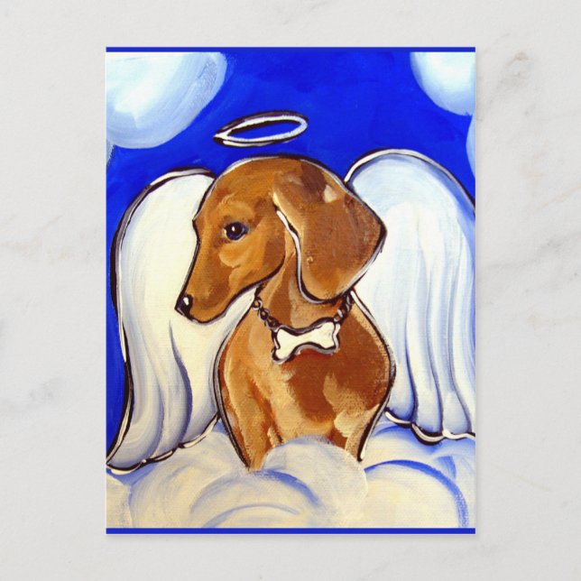 Postal Dachshund Ángel (Anverso)