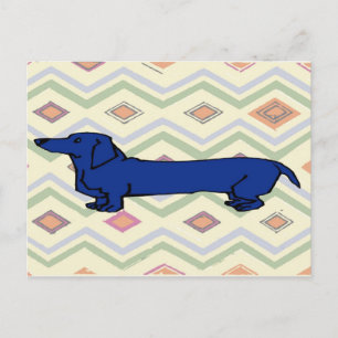 Postal Dachshund azul Abstract Fauvismo