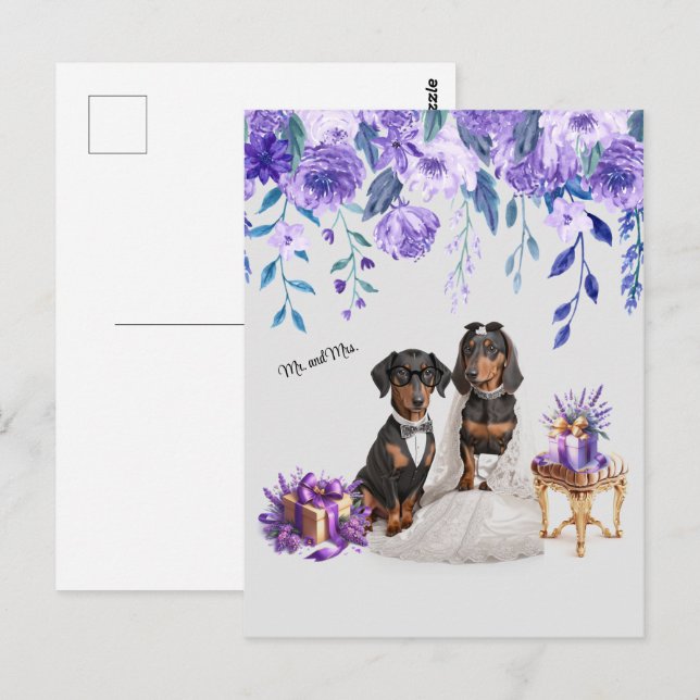 Postal Dachshund Boda Art (Anverso / Reverso)