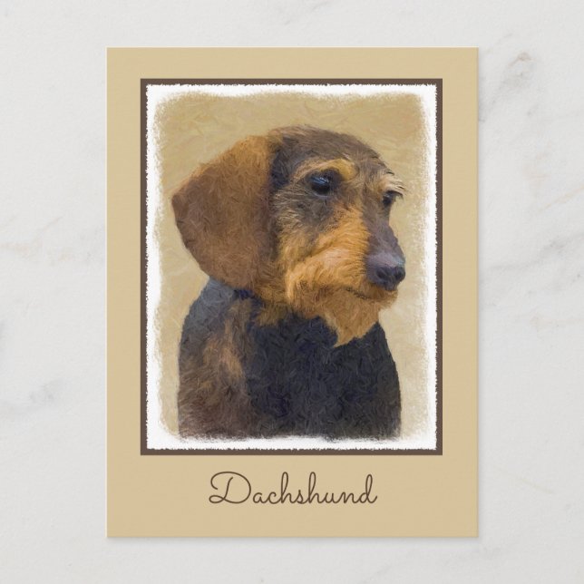 Postal Dachshund (Cabezal alambrada) Pintura original de  (Anverso)