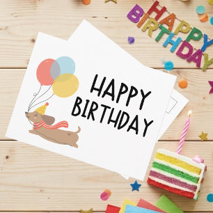 Postal Dachshund Caprichoso Cumpleaños Festivo